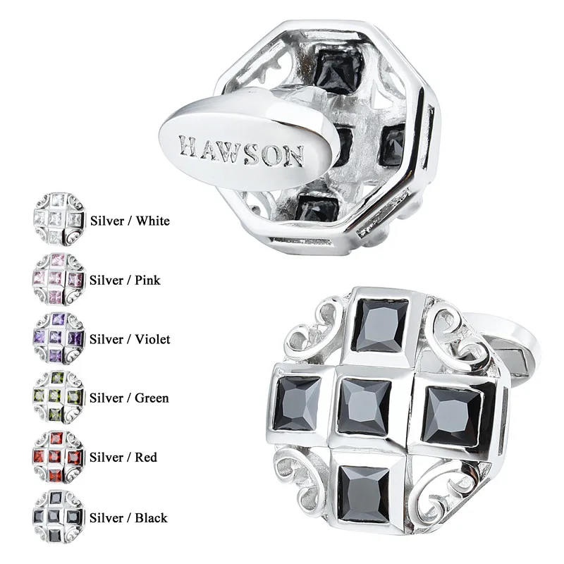 HAWSON Luxury Cufflinks Shiny Crystal Wedding Gift French Shirt Cufflinks High Quality