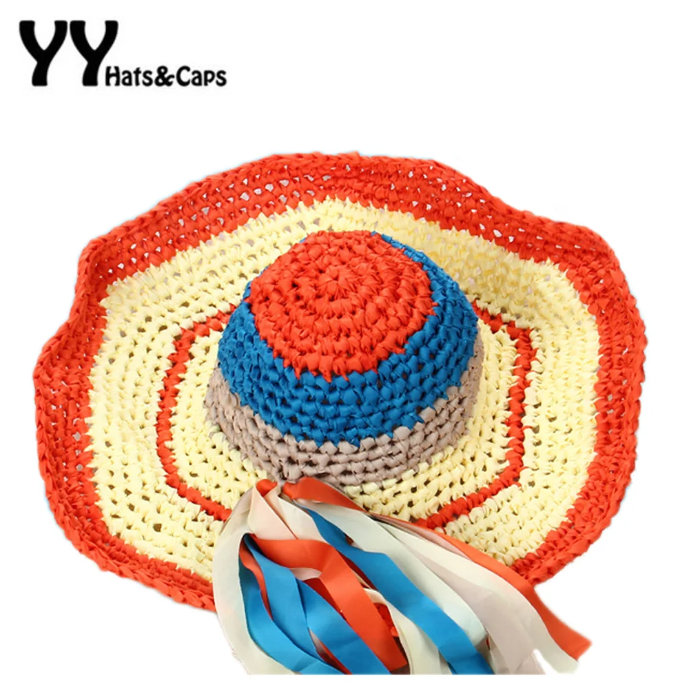 Handmade Beach Hats Women Summer Sun Visor Cap With Wide Brim Girls