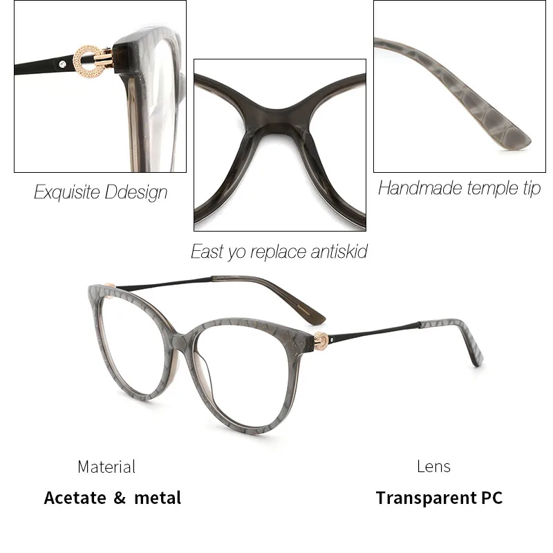 Acetate Women Round Glasses Frame Plaid with Gold powder Fashion Eyeglasses Frame For Women Beautiful and High Quality #9014