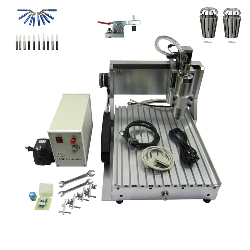 4 axis cnc 3040 2200W spindle 3 axis metal engraving machine ER20 collet wood router with limit switch and free cutter 4 axis cnc 3040 2200W spindle 3 axis metal engraving machine ER20 collet wood router with limit switch and free cutter