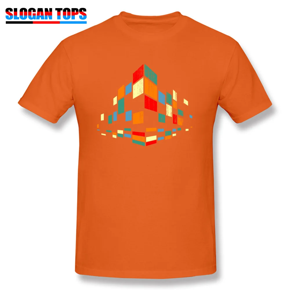 Short Sleeve Tops & Tees Crew Neck 100% Cotton Fabric Mens Top T-shirts city abstract Europe Tops Shirts Funny city abstract orange
