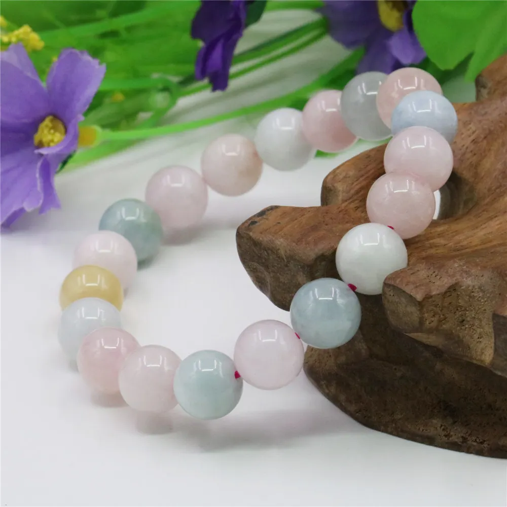 

10mm Multicolor Morganit Bracelet Jaspers Chalcedony Natural Stone Women Girl Gifts DIY Hand Made Ornament Jewelry Making Design