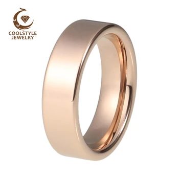 

6MM Tungsten Ring Rose Gold Wedding Band For Men And Women Flat Band Shiny Polished Finish Comfort Fit