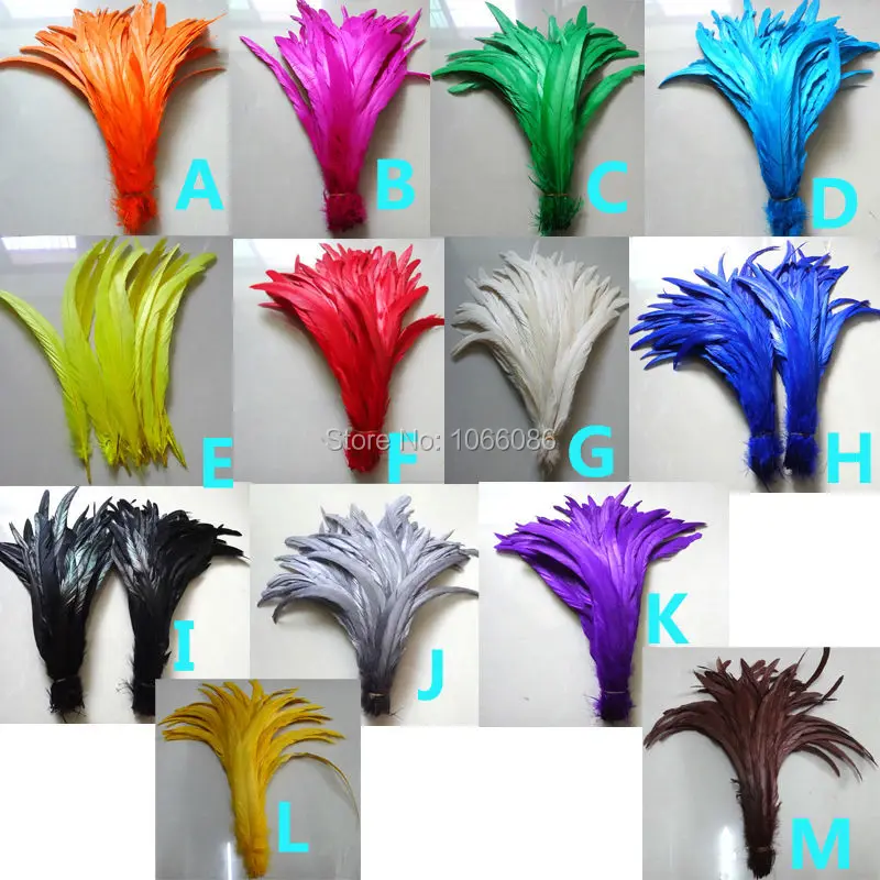 

500pcs/lot Natural rooster feathers coque feather Dyed chicken feather 30-35cm 12-14 inches rooster tail feather