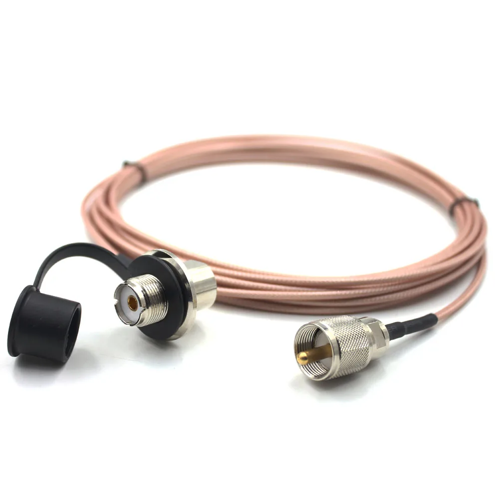 Pink 5 Meter 316 Coaxial Cable UHF/PL-259 Male to Female for QYT KT-8900D TYT TH-9800 Mobile Radio Walkie Talkie Antenna qyt hand speaker ptt mic microphone for kt 5800 8900d uv980 7900d 8900r 780plus 980plus kt8900 kt7900 mobile radio walkie talkie