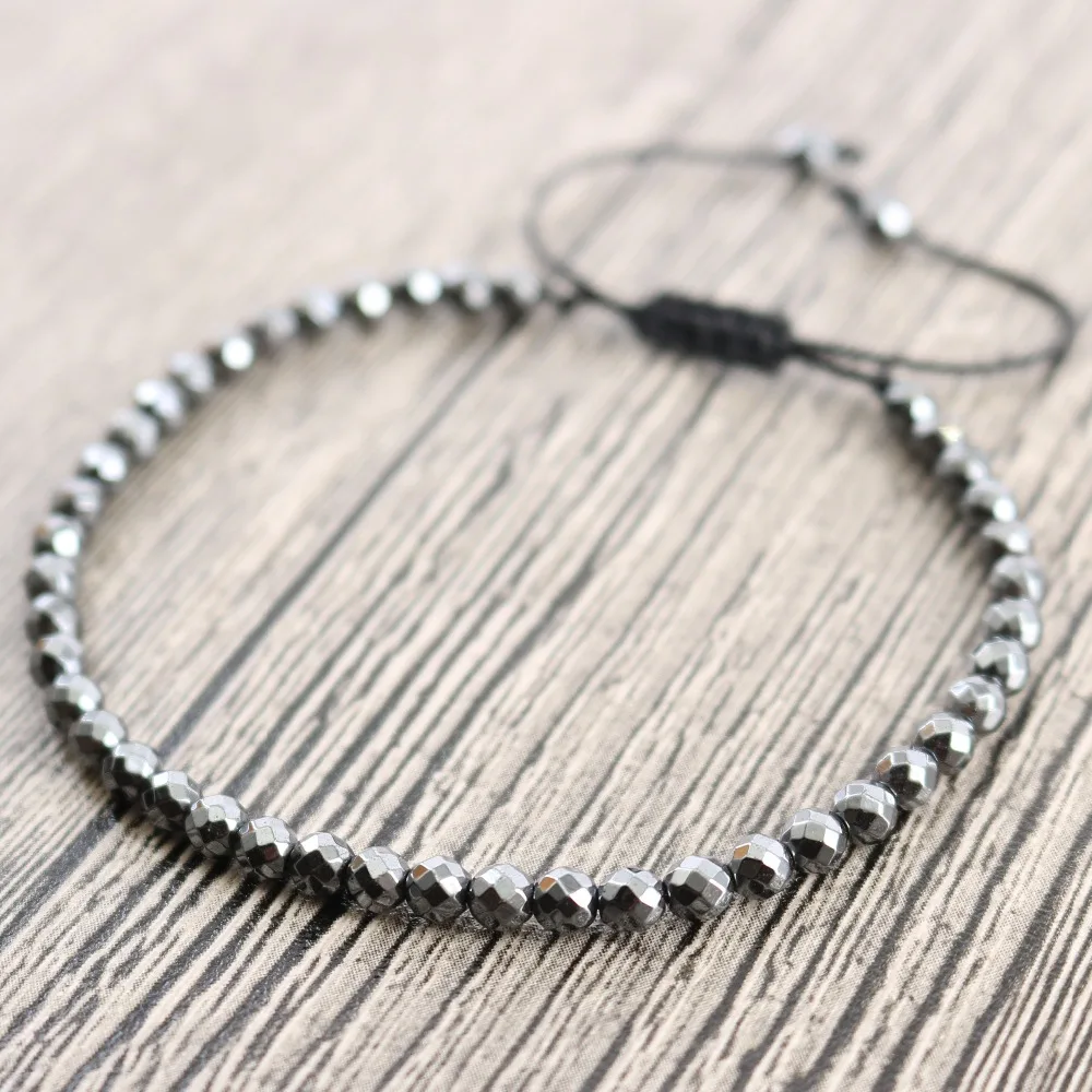 Мужской браслет ручной работы ограненный гематит с бусинами|bracelet with|beaded jewelrybracelet