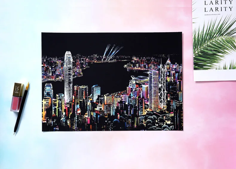 Colorful City Scratch Painting For Wall Decoration DIY Scratch Picture Crafts Art Scraping Painting Home Decor