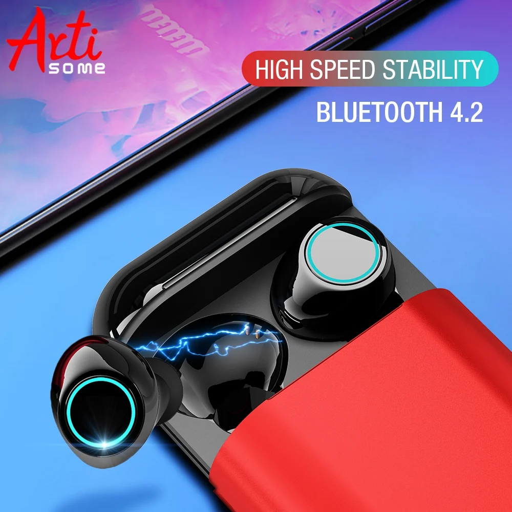 

Artisome Wireless Bluetooth Earphone TWS Earbuds Bluetooth Headphones Stereo V5.0 Bluetooth Earphone With Mic and Charging Case