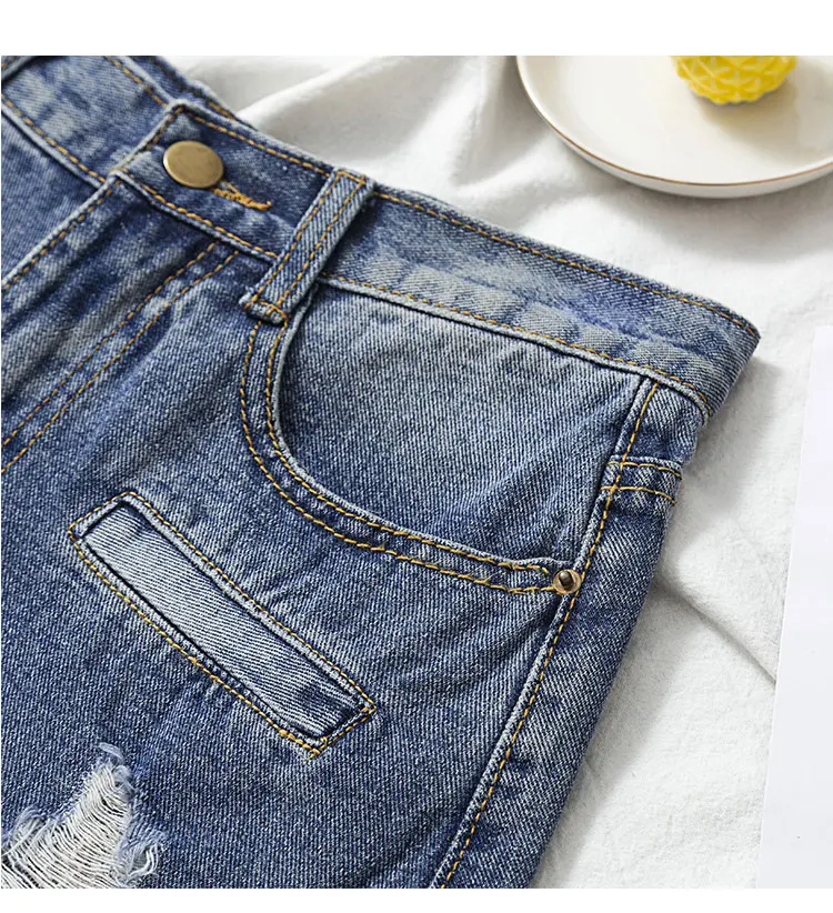 Летние пикантные Для женщин Нерегулярные шорты с высокой талией мода Slim Fit джинсовые шорты; деним плюс Размеры синий женская уличная одежда H53