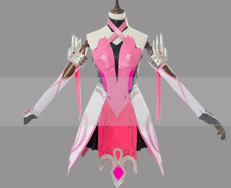 

Customize Overwatch Angela Ziegler Mercy Skin Pink Cosplay Costume Outfit