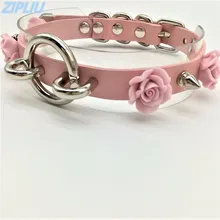 SexyFashion Harajuku Лолита и панк готика Круглый ожерелья с заклепками цветок Двухслойный Кожаный рок воротник колье ручной работы