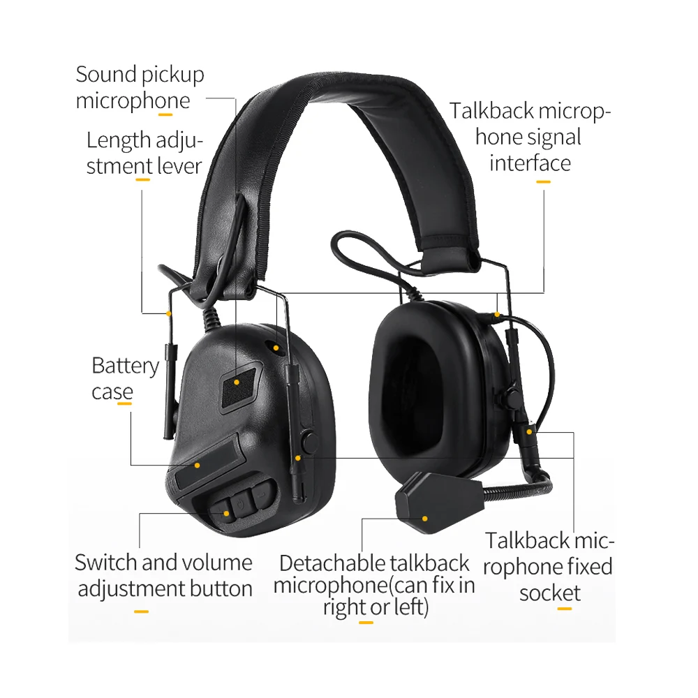 Fone de Ouvido Fone de Ouvido com Cancelamento de Ruído Fone de Ouvido de Redução para a Aviação Padrão Militar Caça Tático Airsoft com Cancelamento de Ruído Redução para a Aviação Walkie Talkie 6 Ouvido fone de Ouvido Com Cancelamento de