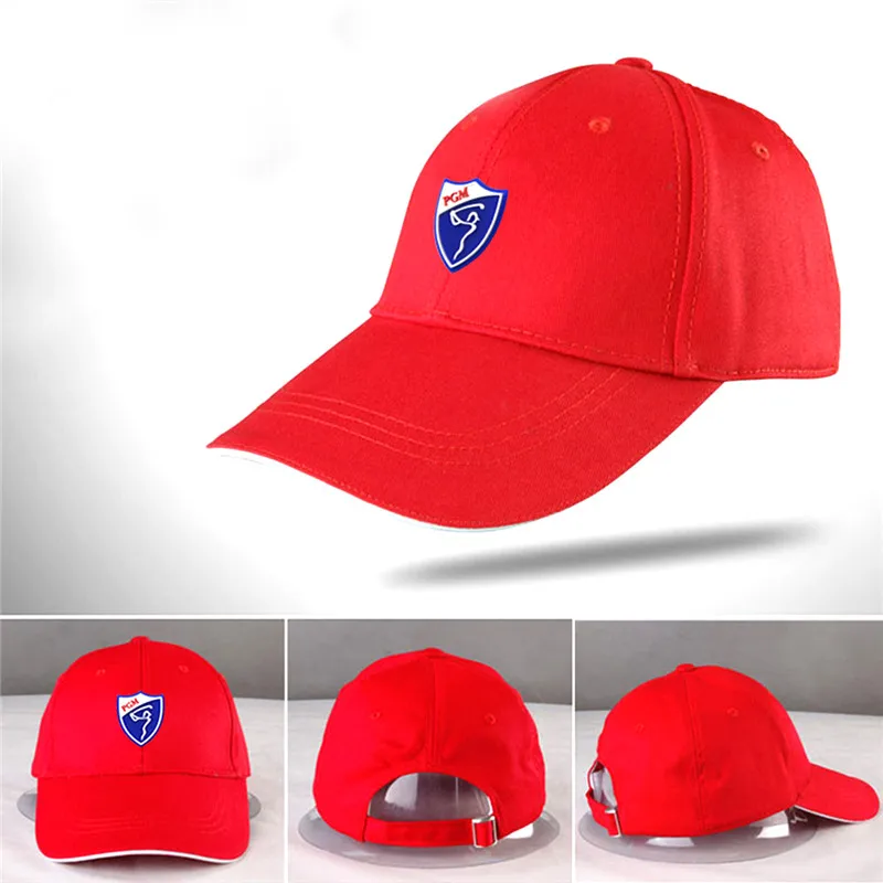 PGM хлопковая шапка для гольфа/Кепки s/Солнцезащитная шляпа дышащая прочная Сверхлегкий анти-УФ гольф однотонные шляпы спортивные остроконечные Кепки 6 цветов - Цвет: Red