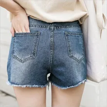 Сезон: весна–лето Для женщин Джинсовые шорты отбеленный, разорванный джинсы Для женщин модные Повседневное пикантные большой размер, свободного кроя Высокая талия джинсы Femme