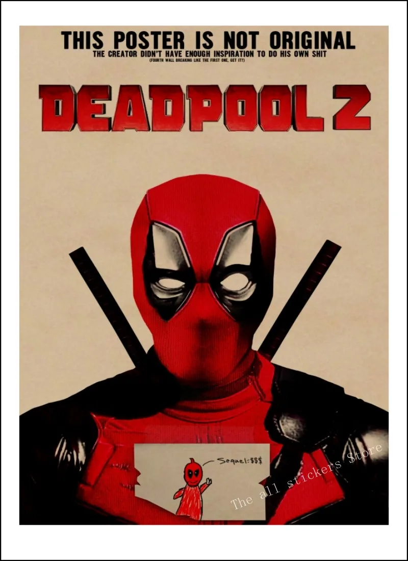 ВИНТАЖНЫЙ ПЛАКАТ marvel deadpool плакат настенные наклейки для детских комнат. Deadpool Marvel супергерой Ретро плакаты. Наклейки на стены. /807 - Цвет: 29