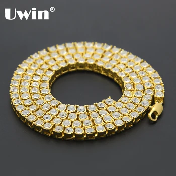 Uwin Men s Hip Hop Bling Bling Iced Out Tennis Chains 1 Row Necklaces Luxury Brand
