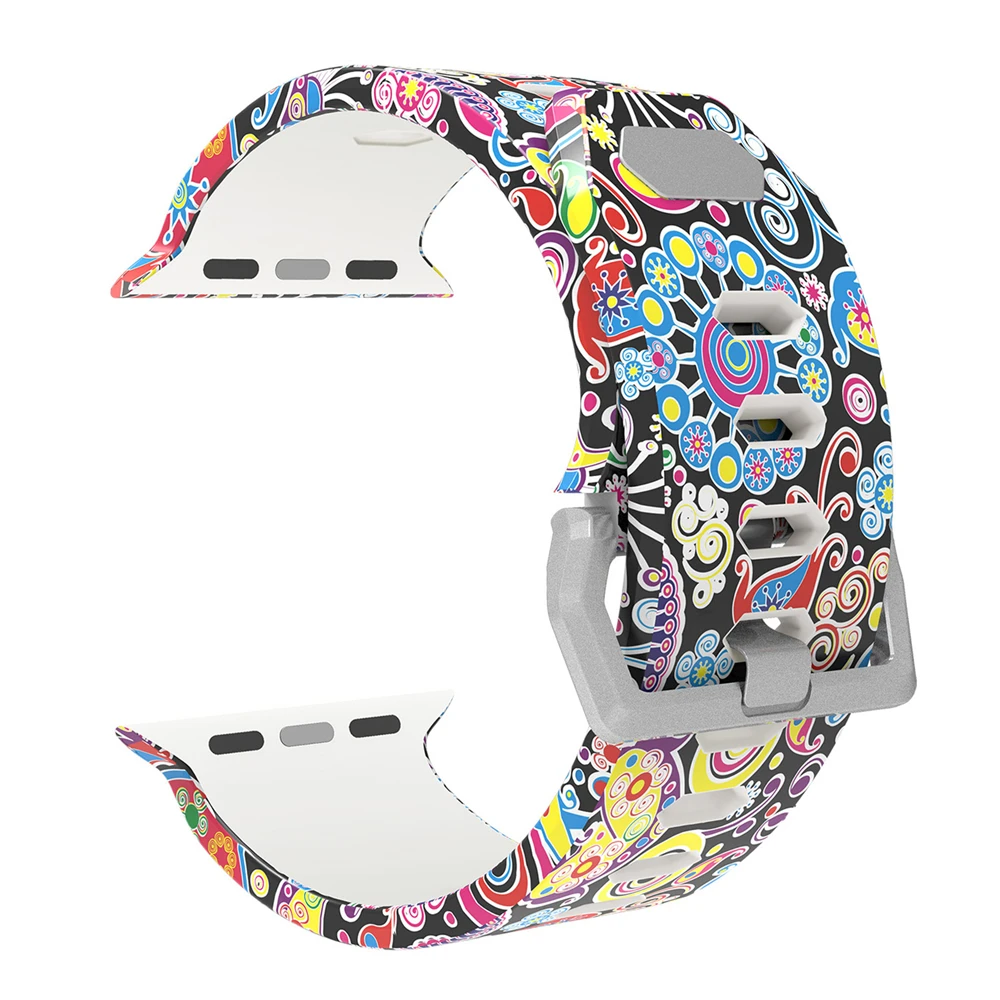 

Replacement Band Strap for Apple Watch iwatch Series 3/2/1 luxuryEdition 38mm 42mm, Printed Silicone Bracelet Wristband