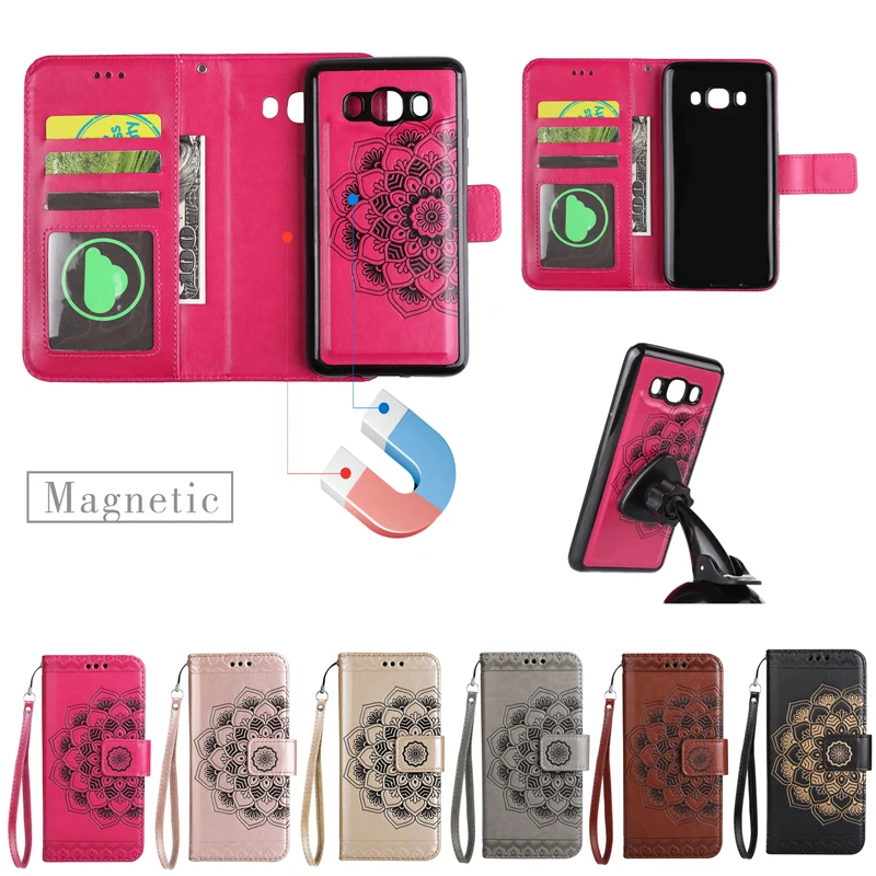 

2 in 1 Magnetic Leather Flip Wallet Phone Soft Silicone Case Cover Shell Coque for Samsung Galaxy J3 J5 2016 2017 US A3 A5 2017