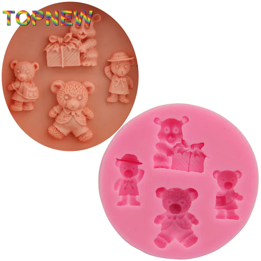 DIY Rushed Cartoon Teddie Bear 3d silicone mold Fondant Figure Candy Jello Cake Decorating Tools Silicone Soap Mould C1787 | Дом и сад
