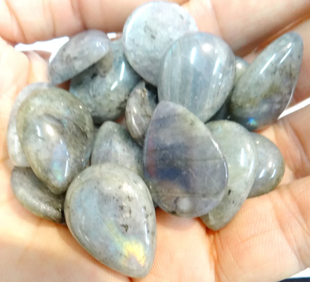 

Wholesale 20Pcs/Lot 20mmx15mm Best Selling Natural Stone Cabochons labradorite Moonstone Water Drop Cab Beads Free Shipping