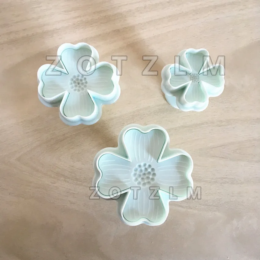 

3 pcs/set Four Leaf Clover Flower Shape Plastic Cookie Cutters Pastry Cake Biscuit Mold Pressing Plunger Baking Tools SLP117