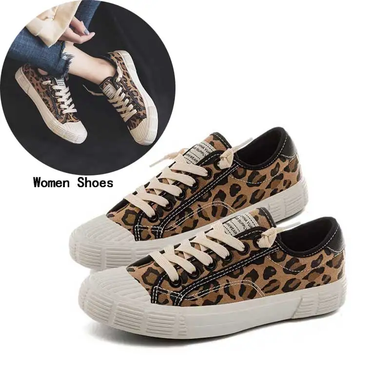 

Women Canvas Shoes Casual Women Flats Walking Shoe New Spring Autumn Fashion Leopard Ladies Skate Shoes Footwear #63