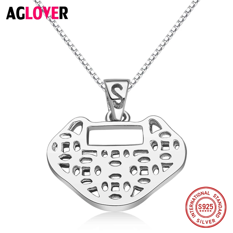 

AGLOVER Hollow Clouds & Wishful lock Shape 100% 925 Sterling Silver Chain Necklace Silver Jewelry For Women Party
