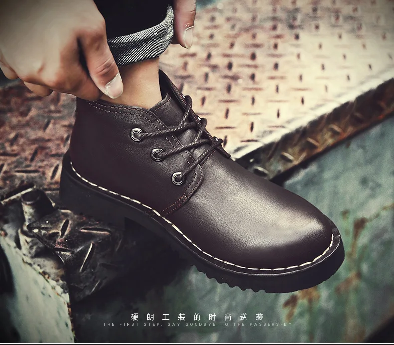 NINYOO/Новые осенне-зимние ботинки Для мужчин из натуральной кожаные ботинки martin ботильоны Водонепроницаемый рабочие сапоги Зимние ботинки на меху размера плюс, 47, 48, 49