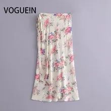 VOGUEIN новые женские летние пляжные Роза Цветочный принт бабочка Обёрточная бумага Асимметричный юбка