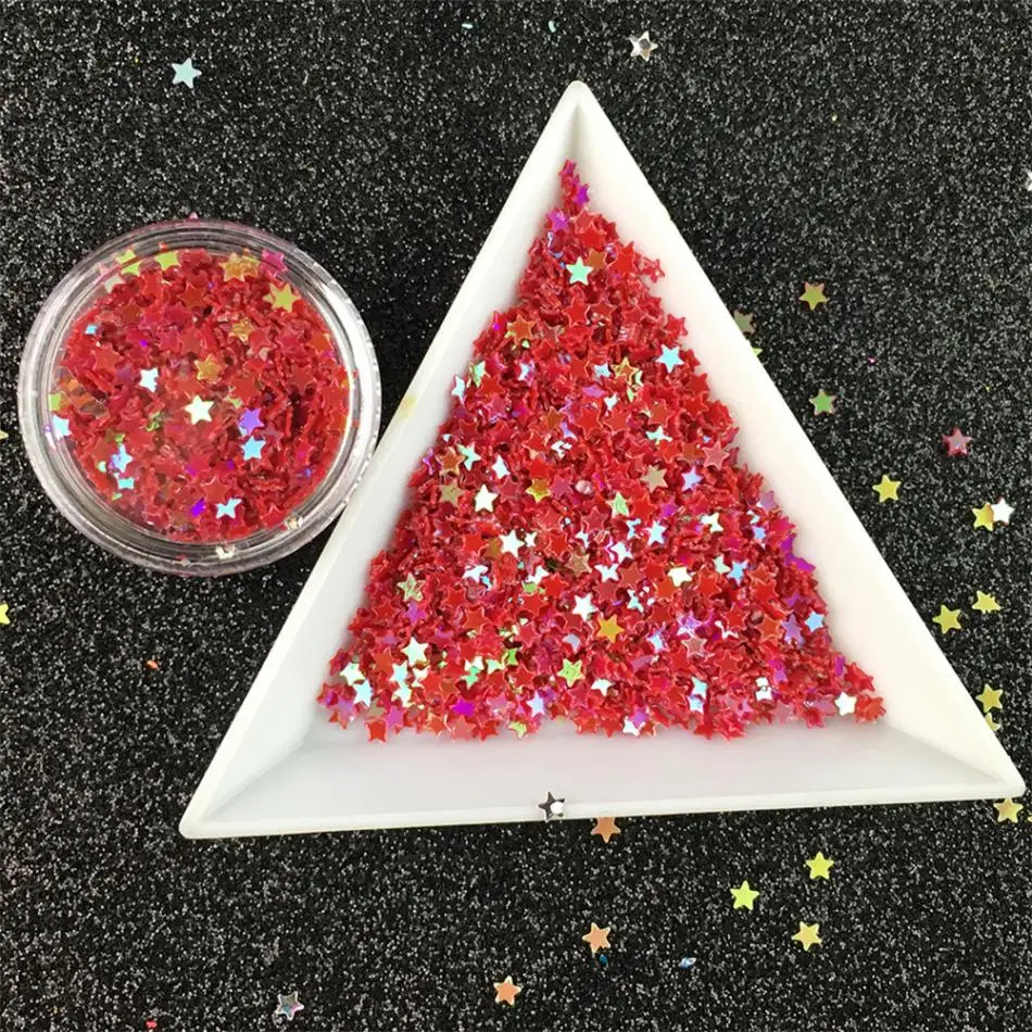Блестящий пентаграмма украшение смешанный цвет DIY Nail Art Наклейки блестки