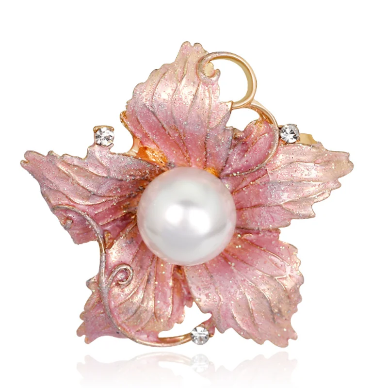 

Fantasy Pink Flower Brooch Women Female Elegant Pearl Party Brooch Costume Dress Lapel Pin Large Brooch Jewelry Gift