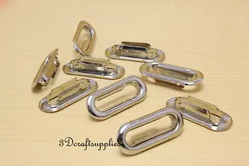 

eyelets metal with washer grommets nickel silver oval 40 sets 32 mm P86