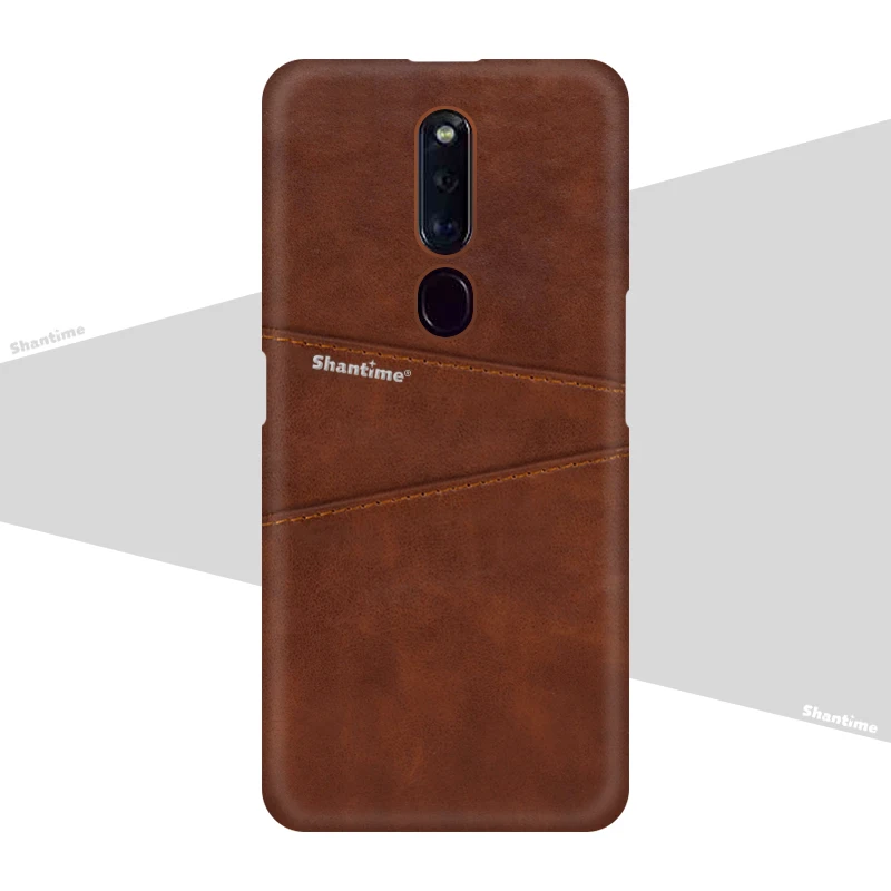 Brown Роскошные Винтаж кожа назад чехол для OPPO F11 чехол для телефона для OPPO F11 Pro слот для карты из искусственной кожи чехол - Цвет: Brown