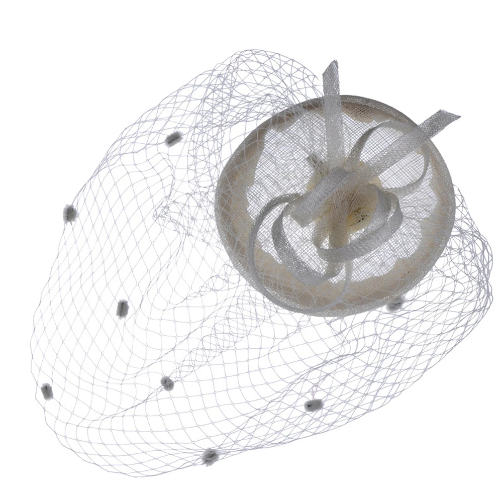 Винтажные аксессуары, сетчатые, для чая, вечерние, для банкета, головные уборы, для лица, чародей, Элегантная шляпка невесты, для свадьбы, с зажимом для волос, из легкого льна - Цвет: Белый