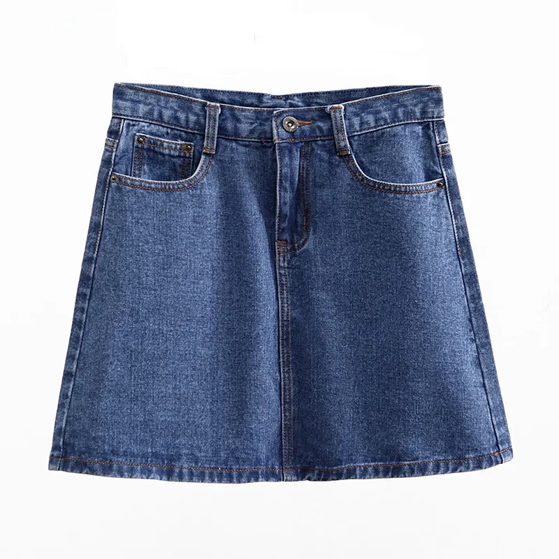 

Fashion High Waisted Denim Skirt Hot Sale Summer Casual Saias Basic Mini A-Line Jeans Skirts Woman Casual Plus Size Skirt