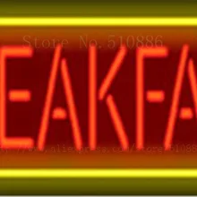 Пользовательские завтрак Кофе неоновая вывеска реального Стекло трубки светильник Настенный Mountabl декоративные Декор пивной бар лампы вывески 1" x 14"