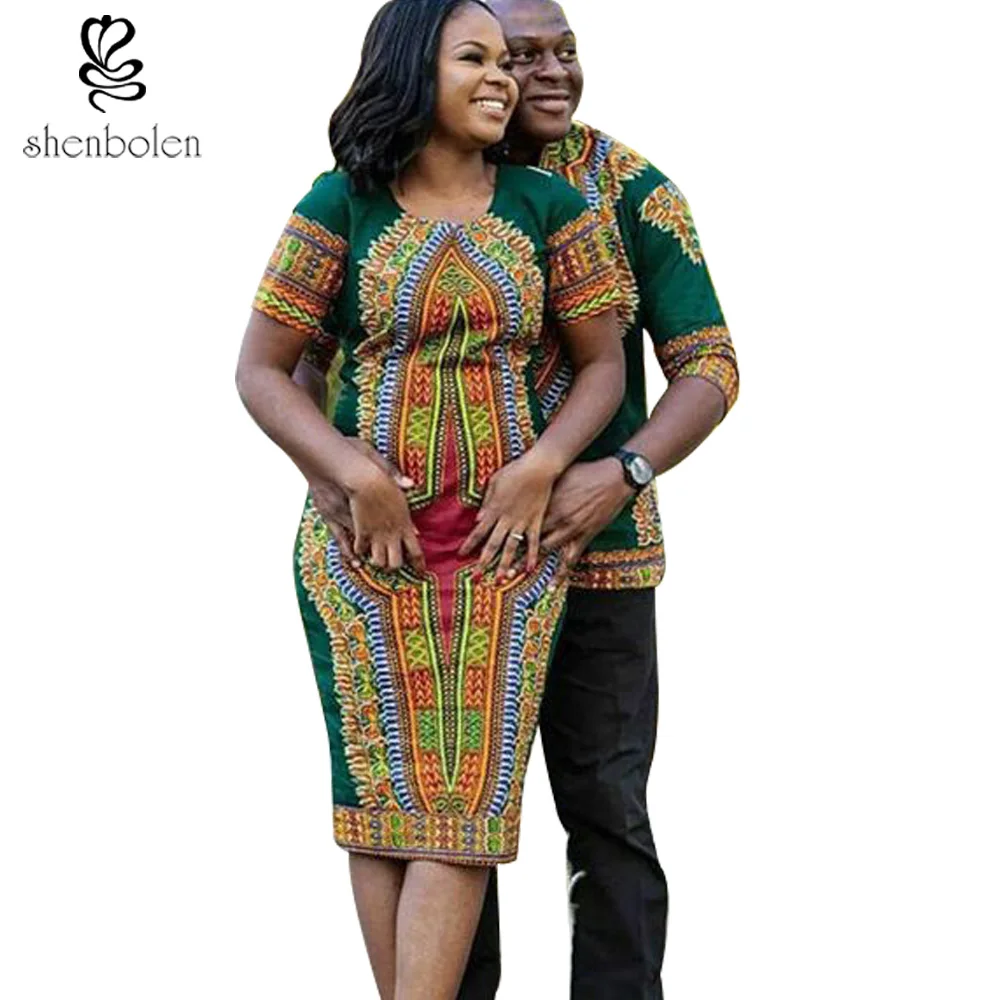 Shenbolen African Dresses For Women Dashiki Dress Ankara Printing 