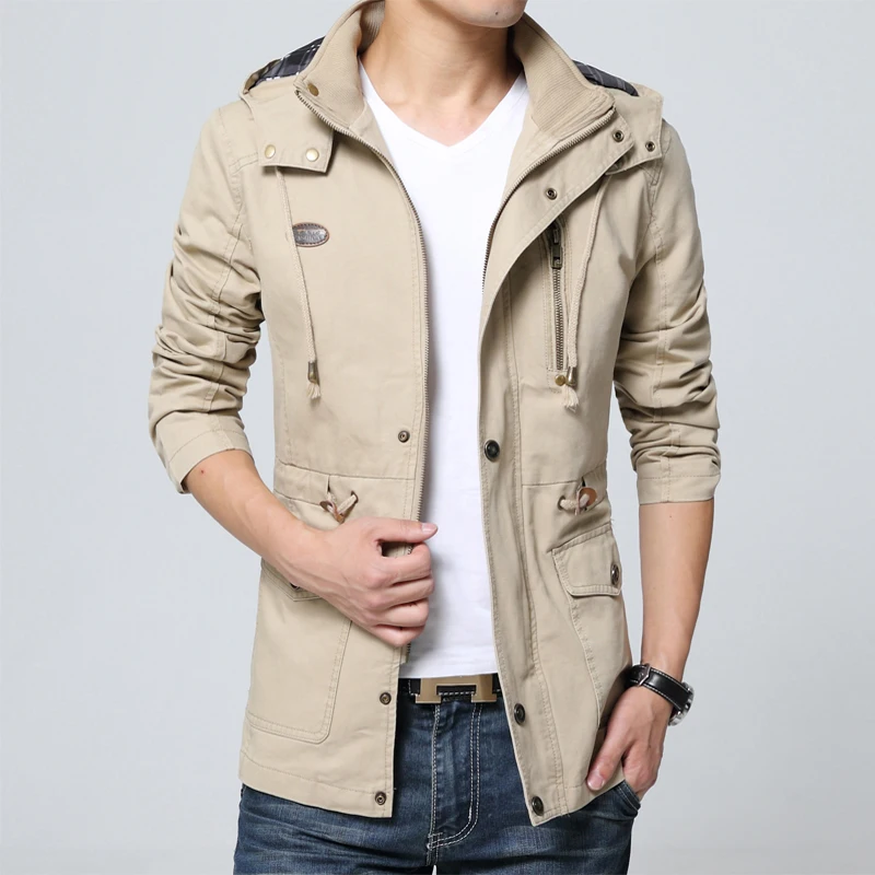 

blouson homme cortaviento hombre men washed Medium and long section jacket Hooded casual chaquetas casaca hombre clothing