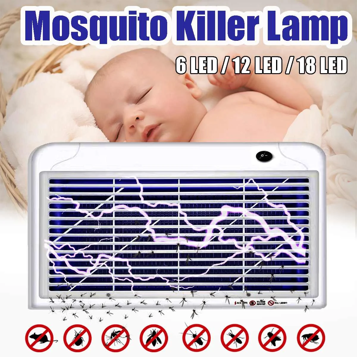 

6 12 18W 220V LED Mosquito Killer Lamps Electric LED Outdoor Home Mute Bug Zapper Anti Mosquito Insect Pest Killer Trap Lamps