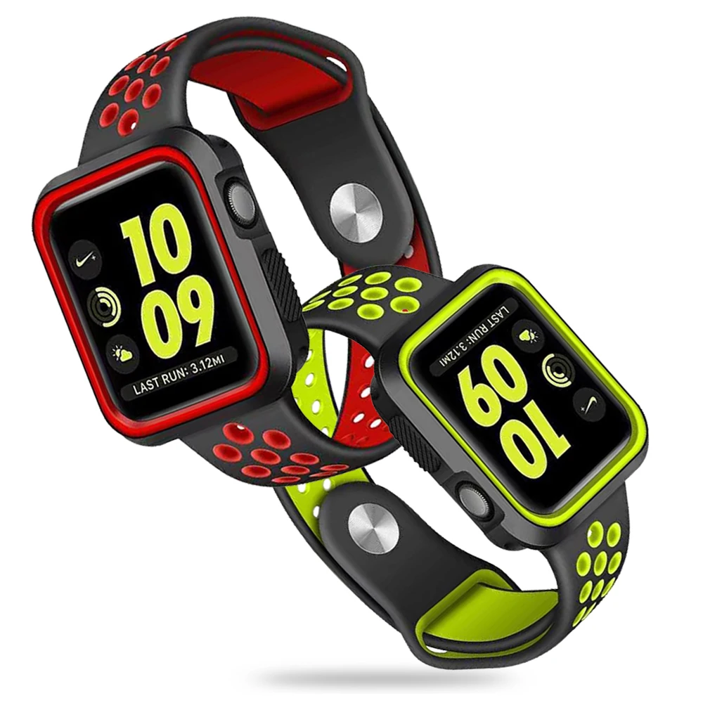 Модный Двухцветный Мягкий силиконовый чехол Бампер для Apple Watch iWatch Series1 2 3 4 крышка