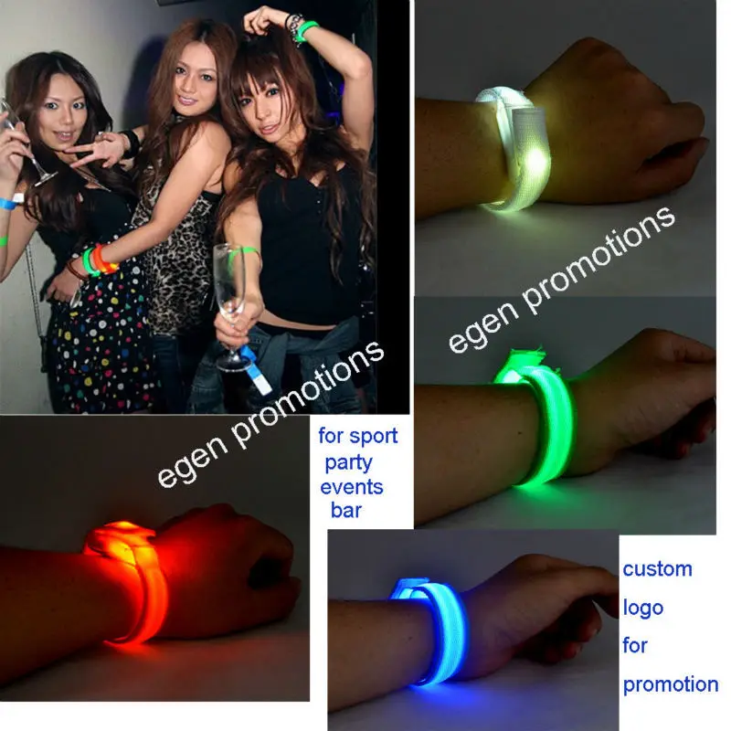 

Colourful LED lights Flashing Reflective Slap Bracelets Wrist Glowing Ring Nocturnal Warning Bands Gear Armband For Events