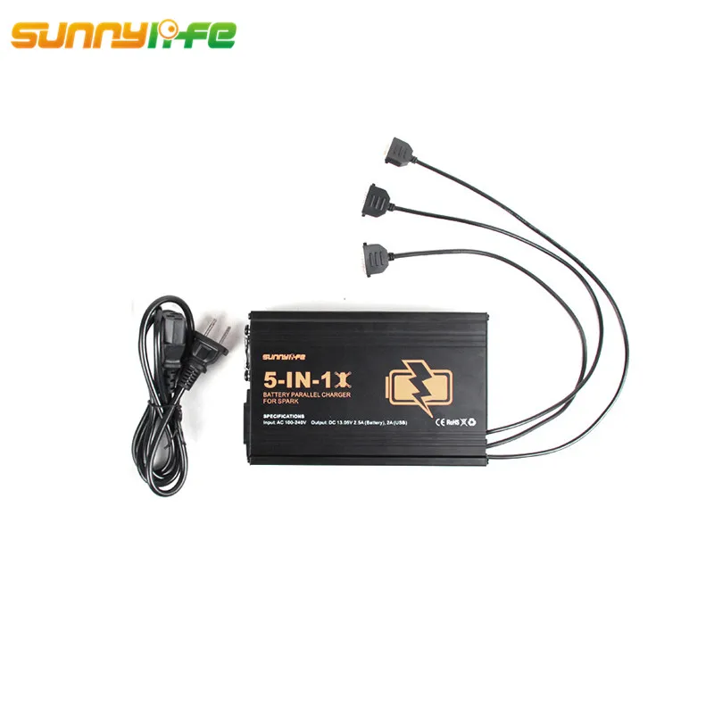  5 In 1 For DJI Spark Parallel Charger Charging 3 Pcs Battery Remote Controller Ports Smartphone Dua