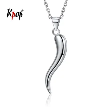 

Kpop 925 Sterling Silver Italian Horn Necklace Good Luck Jewelly Pepper Amulet Horn Tusk Pendant Valentine Gift for Women P13274