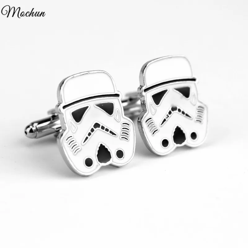 

MQCHUN Star Wars Storm Trooper Mens Novelty Silver Plated Cufflinks Galactic Empire Imperial Stormtrooper Mask Cufflinks for Men