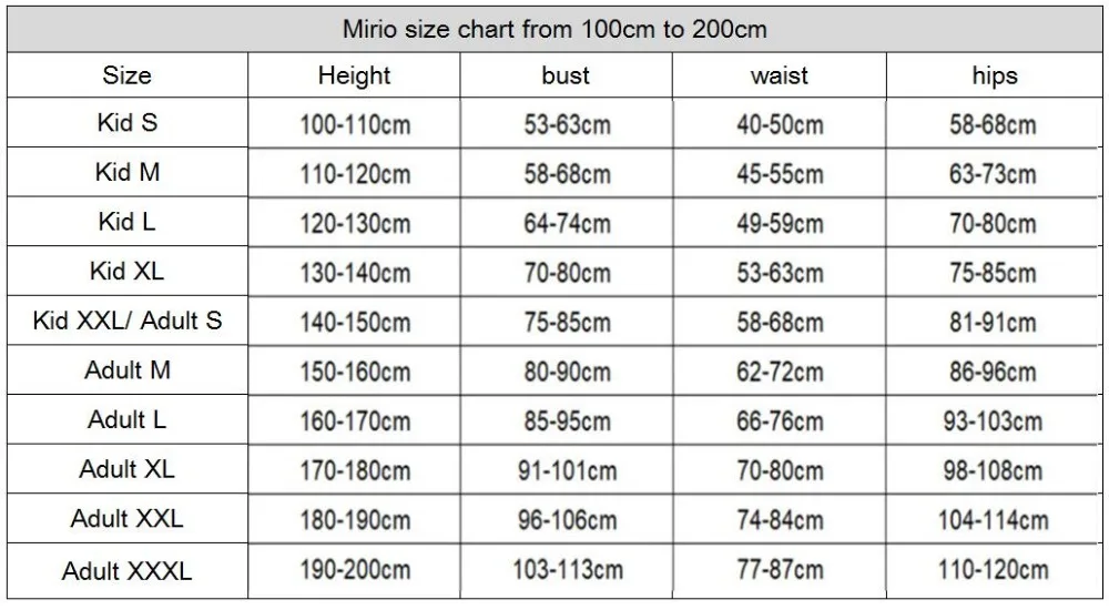 size chart both