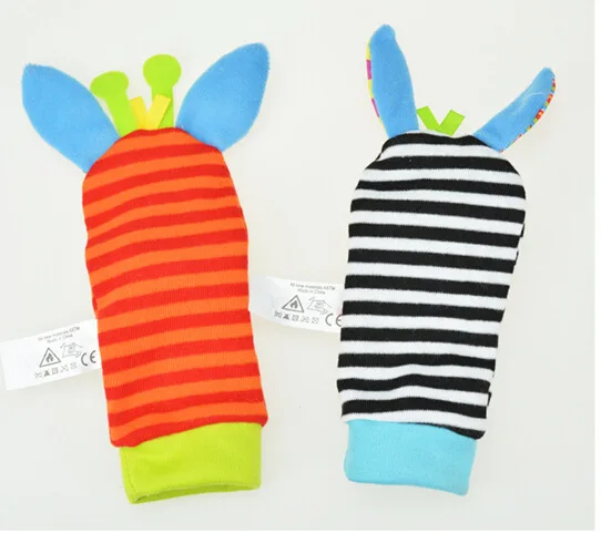 Новые детские погремушки садовый Жук погремушка на запястье и носочки для ног с животными милый мультяшный детские носки погремушка игрушки для новорожденных