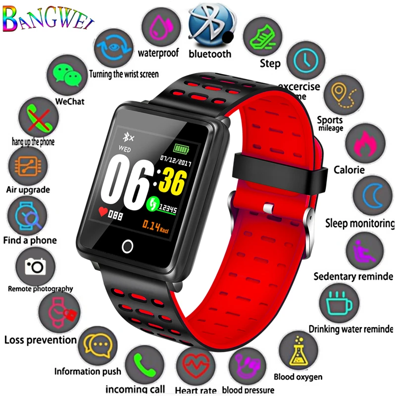

BANGWEI New Smart Watch Men Women Heart Rate Monitor Blood Pressure Fitness Tracker Smartwatch Sport Watch for ios android +BOX