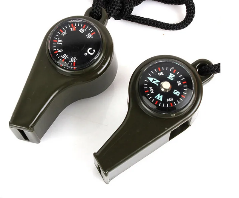 3 in1 Outdoor Camping Hiking Emergency Whistle Compass Thermometer