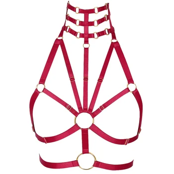 

Body Harness for Women Red Top Cage Lingerie Sexy Chest Belt Adjust Plus Size Goth Punk Fashion Garter Belts Halloween Rave