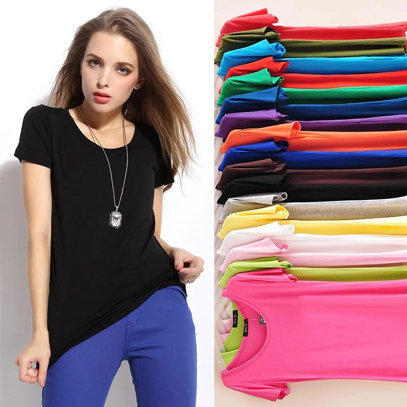 

candy colors new summer 2019 women casual basic shirt modal t shirts cotton women's short-sleeve tops & tees o-neck